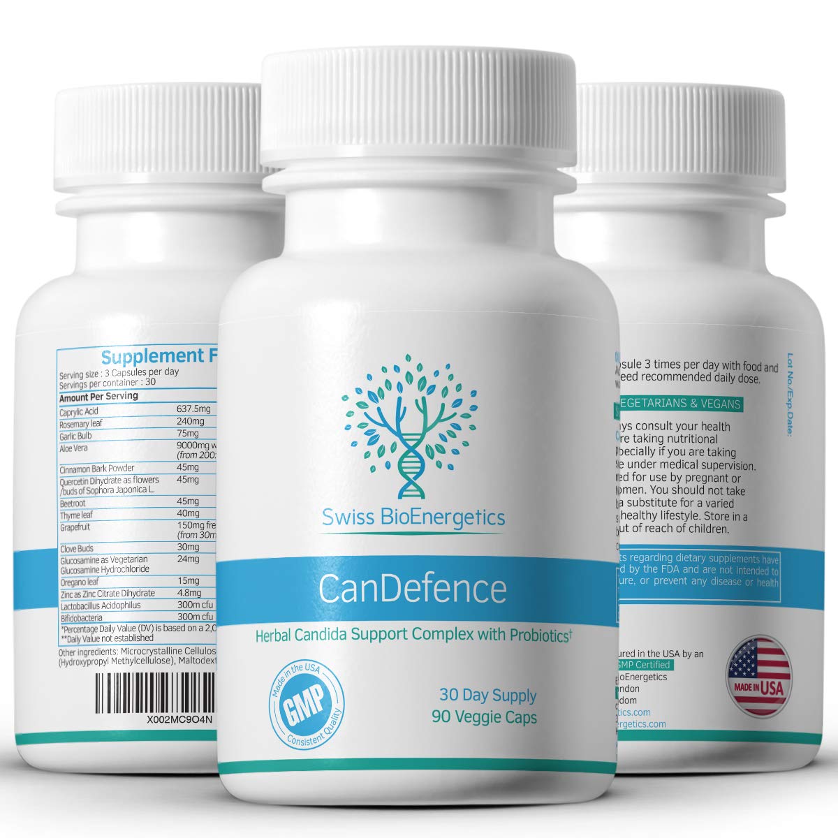 CanDefence - Candida Cleanse Ultimate Extra Strength All-in-ONE Formulation with Caprylic Acid, Probiotics and a synergistic Balance of 11 Different Botanicals - 90 Capsules - dailyvitalstore