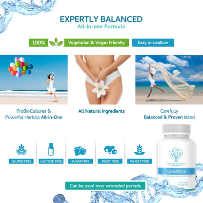 CanDefence - Candida Cleanse Ultimate Extra Strength All-in-ONE Formulation with Caprylic Acid, Probiotics and a synergistic Balance of 11 Different Botanicals - 90 Capsules - dailyvitalstore
