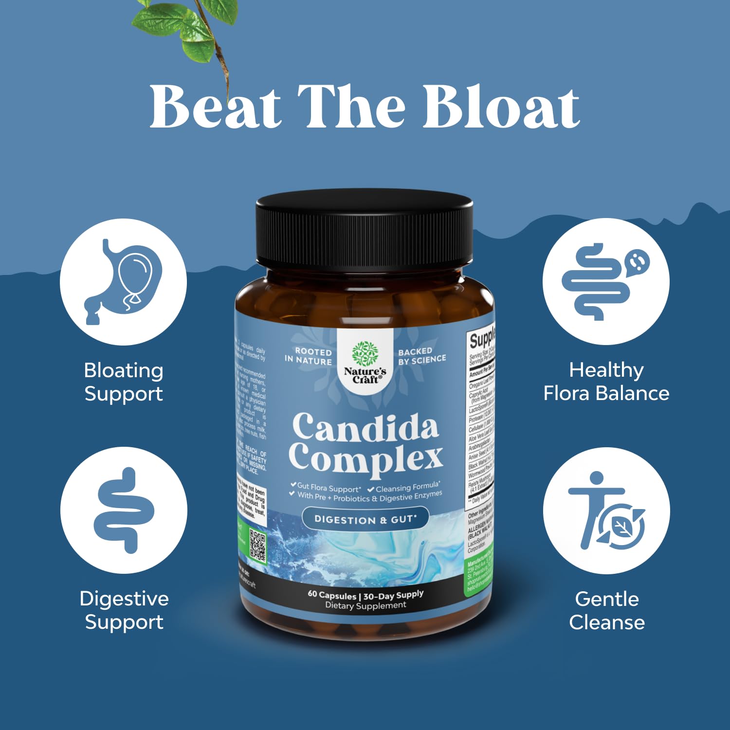 Candida Cleanse Detox for Women - Anti Overgrowth Gut Detox for Women with Caprylic Acid Black Walnut Wormwood and Oregano - Full Body Cleanse - dailyvitalstore