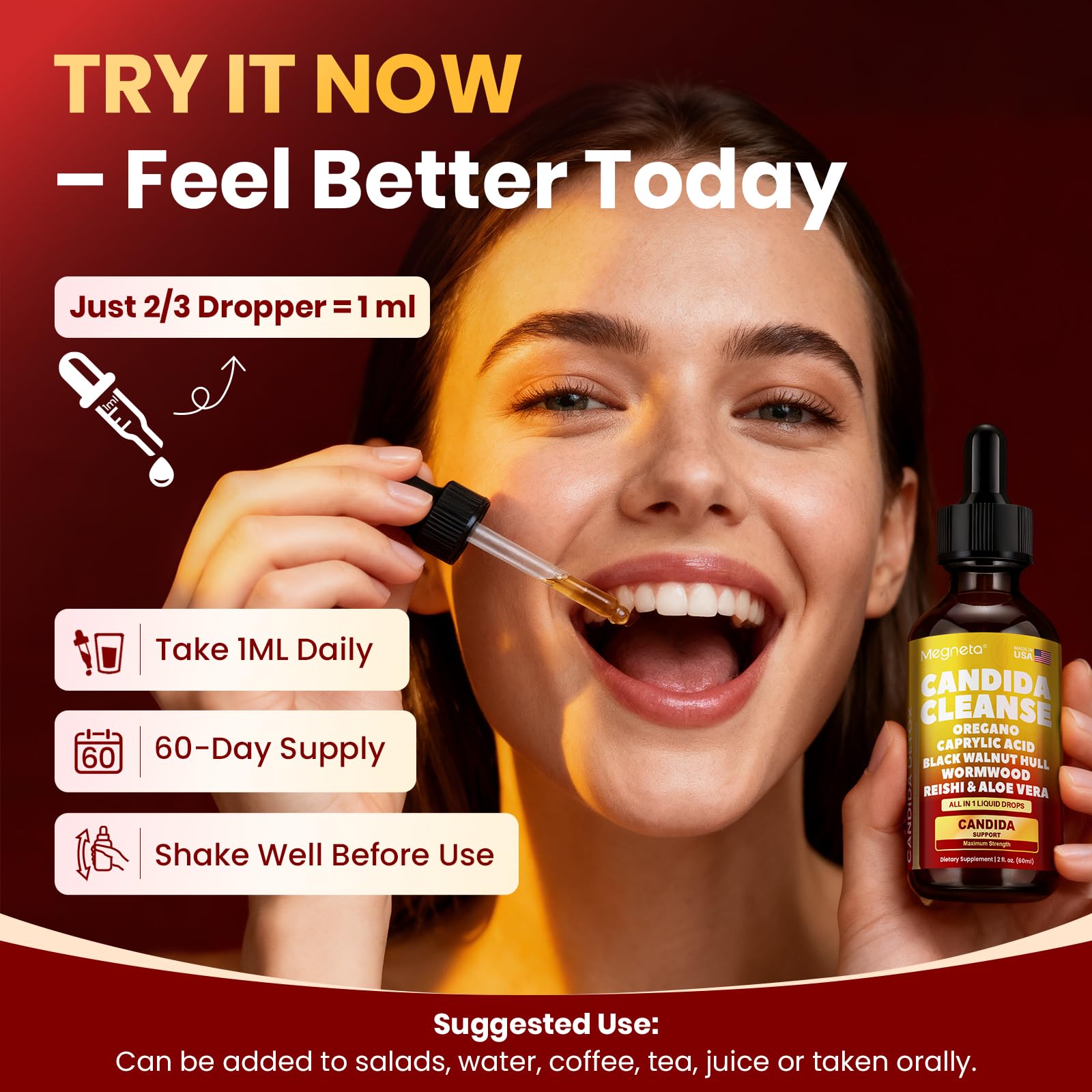 Candida Cleanse Detox with Triple-Targeting Technology, All-in-1 Synergy Formula with Caprylic Acid, Oregano, Black Walnut & Wormwood – Yeast Detox, Gut Health - dailyvitalstore
