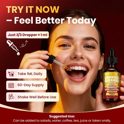 Candida Cleanse Detox with Triple-Targeting Technology, All-in-1 Synergy Formula with Caprylic Acid, Oregano, Black Walnut & Wormwood – Yeast Detox, Gut Health - dailyvitalstore