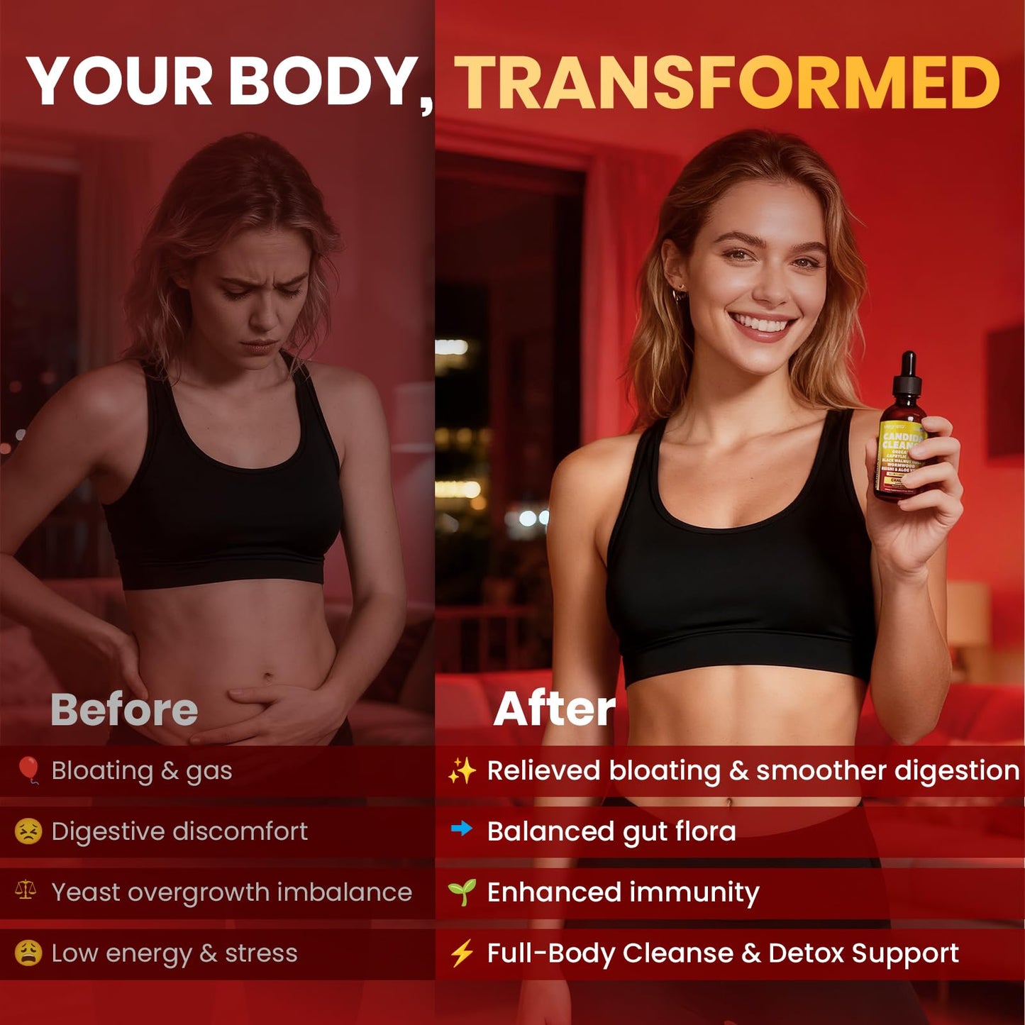 Candida Cleanse Detox with Triple-Targeting Technology, All-in-1 Synergy Formula with Caprylic Acid, Oregano, Black Walnut & Wormwood – Yeast Detox, Gut Health - dailyvitalstore