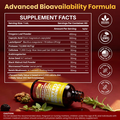 Candida Cleanse Detox with Triple-Targeting Technology, All-in-1 Synergy Formula with Caprylic Acid, Oregano, Black Walnut & Wormwood – Yeast Detox, Gut Health - dailyvitalstore