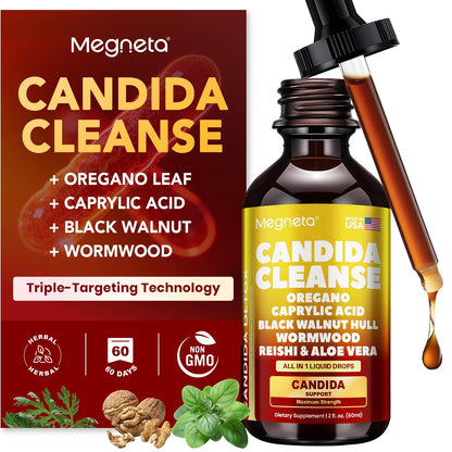 Candida Cleanse Detox with Triple-Targeting Technology, All-in-1 Synergy Formula with Caprylic Acid, Oregano, Black Walnut & Wormwood – Yeast Detox, Gut Health - dailyvitalstore