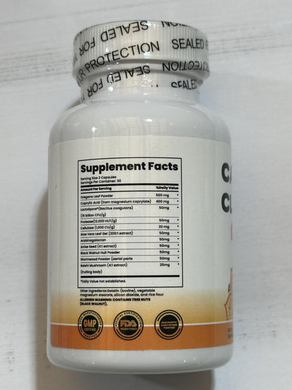 Candida Cleanse - Gut & Colon Support, Advanced Formula - Oregano Leaf, Wormwood, Black Walnut, Caprylic Acid - dailyvitalstore