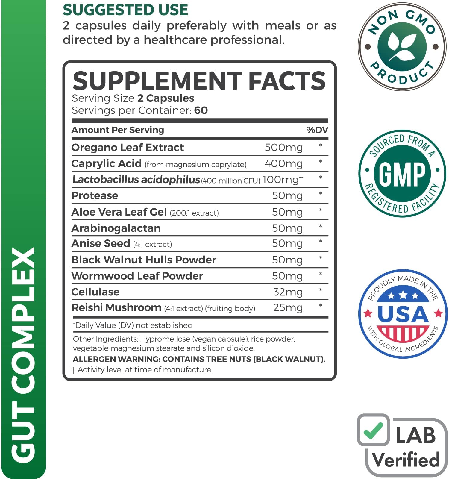 Candida Support (120 Capsules) - Caprylic Acid, Oregano Oil & Probiotics Help Maintain Already Normal Levels of Yeast and Candida - Vegetarian - dailyvitalstore