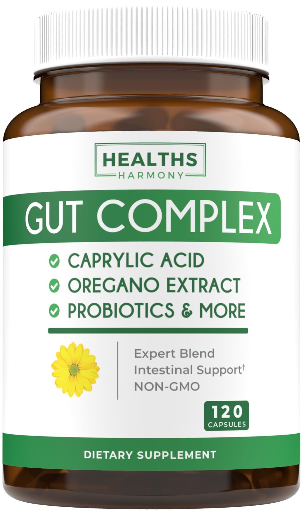 Candida Support (120 Capsules) - Caprylic Acid, Oregano Oil & Probiotics Help Maintain Already Normal Levels of Yeast and Candida - Vegetarian - dailyvitalstore
