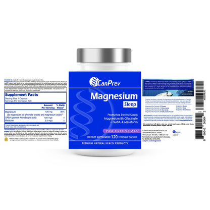 CanPrev Magnesium Bisglycinate Chelated + GABA & Melatonin, 120 Veg Caps, 120-Day Supply, Support Restful Night, Muscle Function, Promote Relaxation & Balanced Sleep-Wake Cycle, Vegan, No GMO & Gluten - dailyvitalstore