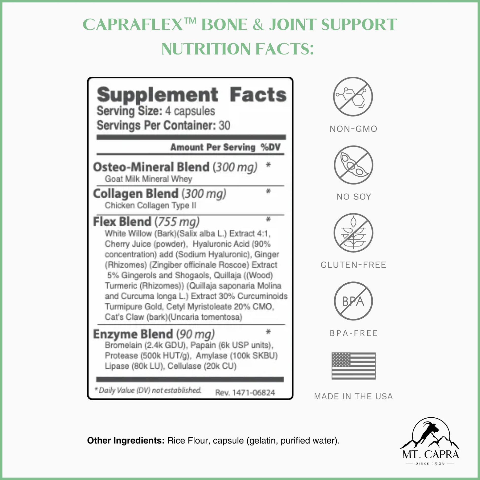 CapraFlex by Mt. Capra | Bone and Joint Support Supplement with Chicken Collagen, Hyaluronic Acid, Turmeric, and Herbs for Joint Vitality | 30 Servings - 120 Capsules - dailyvitalstore