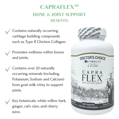 CapraFlex by Mt. Capra | Bone and Joint Support Supplement with Chicken Collagen, Hyaluronic Acid, Turmeric, and Herbs for Joint Vitality | 30 Servings - 120 Capsules - dailyvitalstore