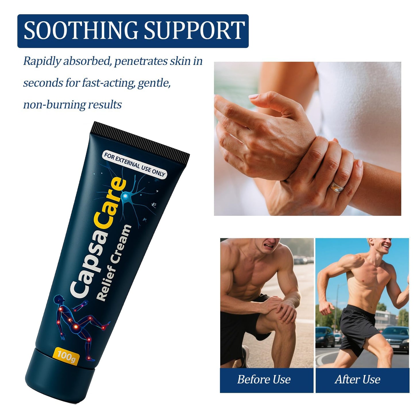 CapsaCare Neuropathy Relief Cream - with Capsaicin & Arnica, Menthol for Muscle & Joint Comfort, Fast Absorbing Formula for Feet, Hands, Legs, and Waist (2Pcs) - dailyvitalstore