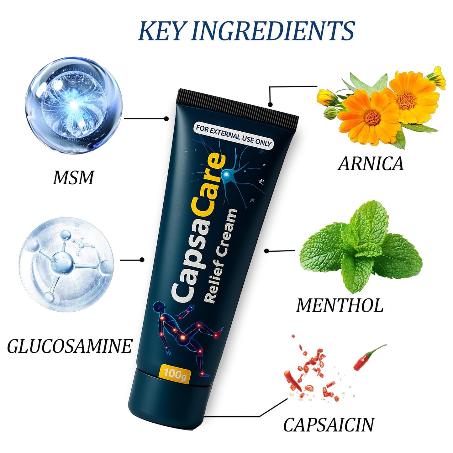 CapsaCare Neuropathy Relief Cream - with Capsaicin & Arnica, Menthol for Muscle & Joint Comfort, Fast Absorbing Formula for Feet, Hands, Legs, and Waist (2Pcs) - dailyvitalstore