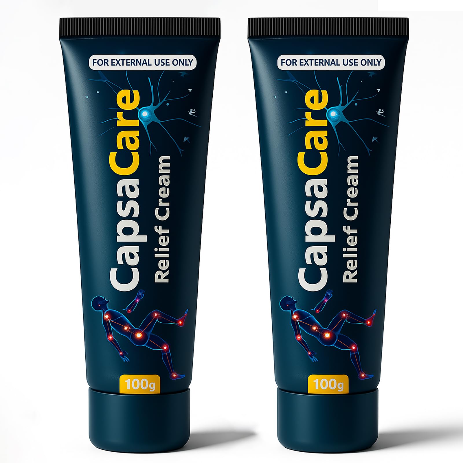 CapsaCare Neuropathy Relief Cream - with Capsaicin & Arnica, Menthol for Muscle & Joint Comfort, Fast Absorbing Formula for Feet, Hands, Legs, and Waist (2Pcs) - dailyvitalstore