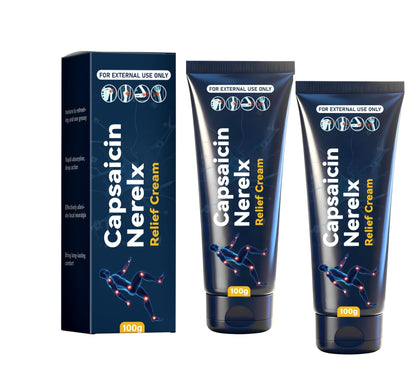 Capsaicin Nerex Relief Cream with Arnica, Menthol, MSM and Glucosamine for Body Joint Areas, Feet, Hands, Legs, Muscles, Joints, and Waist, 100g (2PACKS) - dailyvitalstore