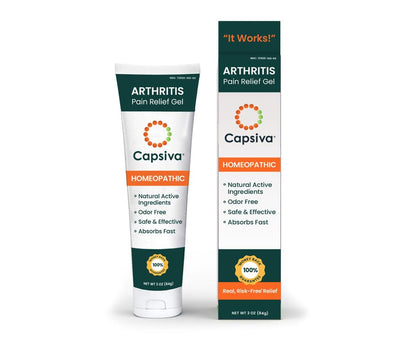 Capsiva Pain Relief Topical 3oz Tube, 2 Pack, for Your Hands, Neck, Back, Joints, Non-Greasy, No Burn, Odor Free, Homeopathic Active Ingredients, Contains Capsaicin & Arnica, Absorbs Fast - dailyvitalstore