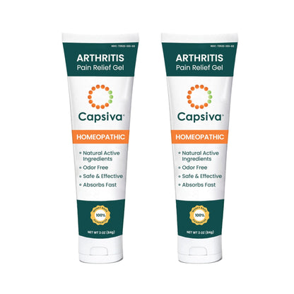Capsiva Pain Relief Topical 3oz Tube, 2 Pack, for Your Hands, Neck, Back, Joints, Non-Greasy, No Burn, Odor Free, Homeopathic Active Ingredients, Contains Capsaicin & Arnica, Absorbs Fast - dailyvitalstore