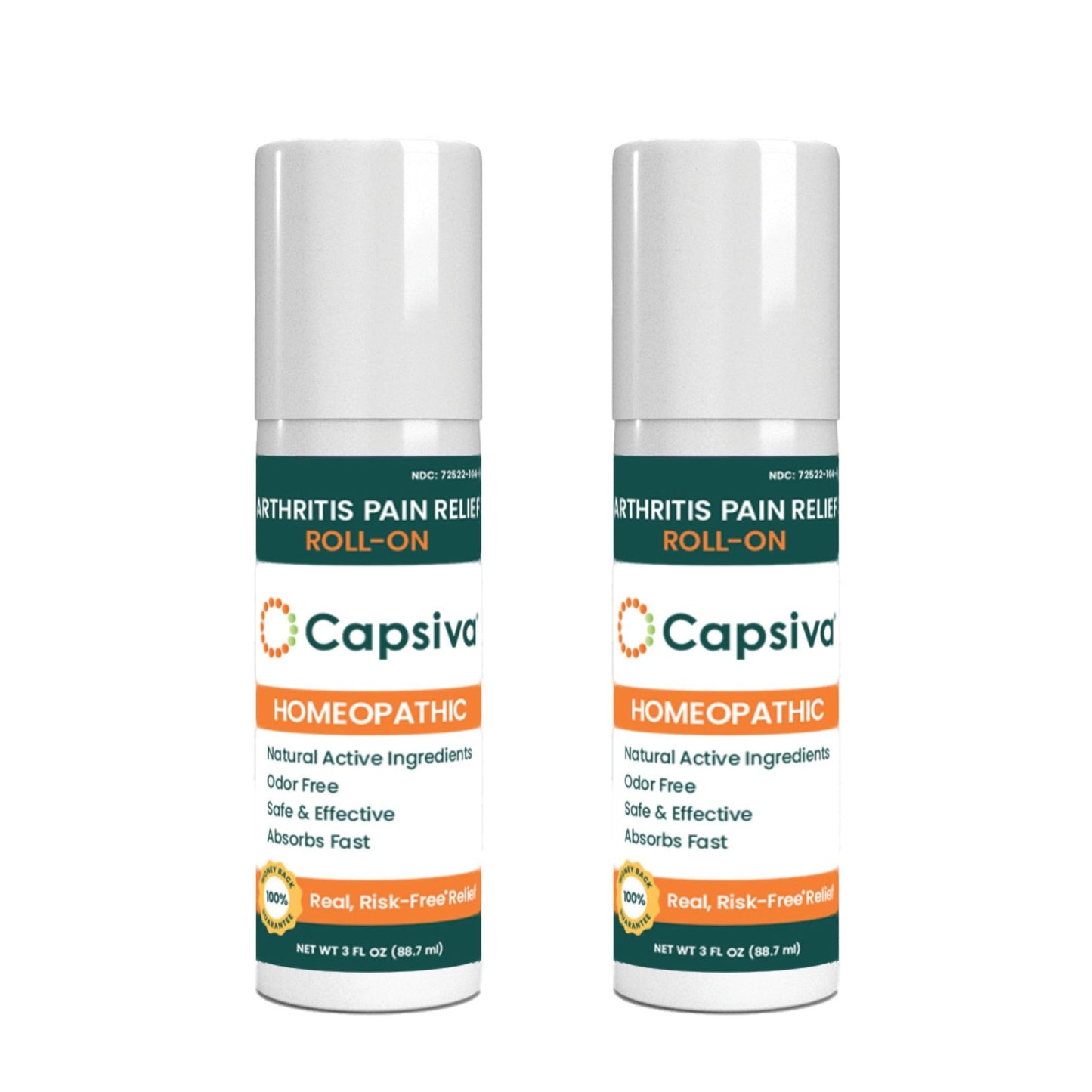 Capsiva Pain Relieving Gel, Absorbs Fast, Odor-Free, Safe for Prescription, No Known Side Effects (Gel Roll-On, 2 Pack, 3 Oz Each) - dailyvitalstore