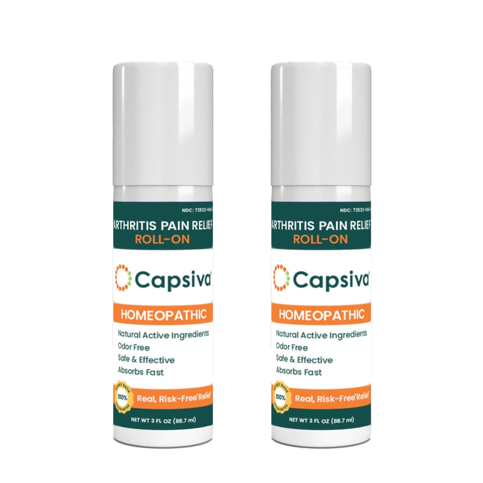 Capsiva Pain Relieving Gel, Absorbs Fast, Odor-Free, Safe for Prescription, No Known Side Effects (Gel Roll-On, 2 Pack, 3 Oz Each) - dailyvitalstore