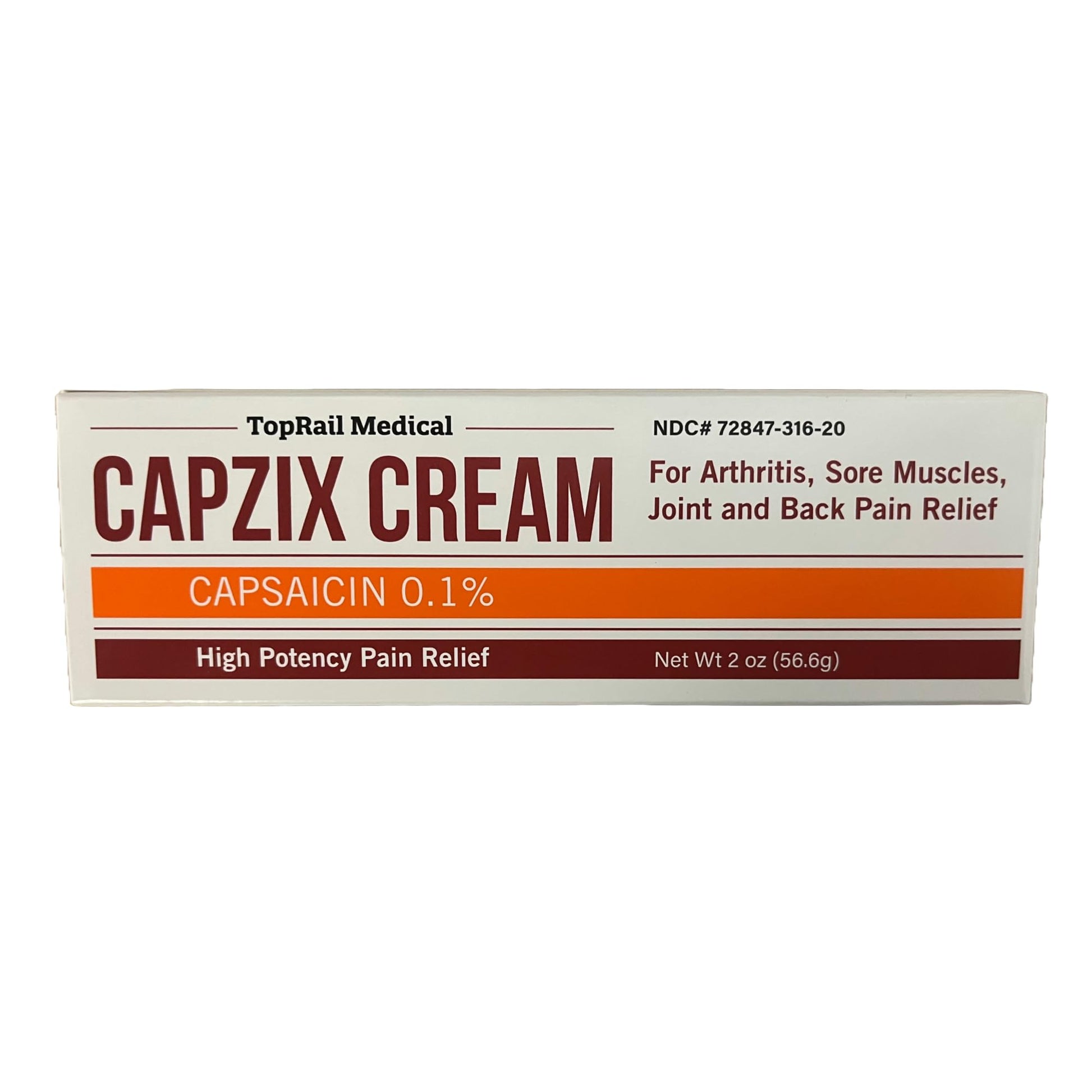 Capzix Cream for Pain Relief 2 OZ Capsaicin .1% High Potency/ Maximum Strength - dailyvitalstore