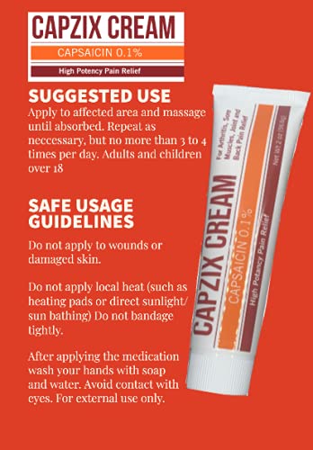 Capzix Cream for Pain Relief 2 OZ Capsaicin .1% High Potency/ Maximum Strength - dailyvitalstore