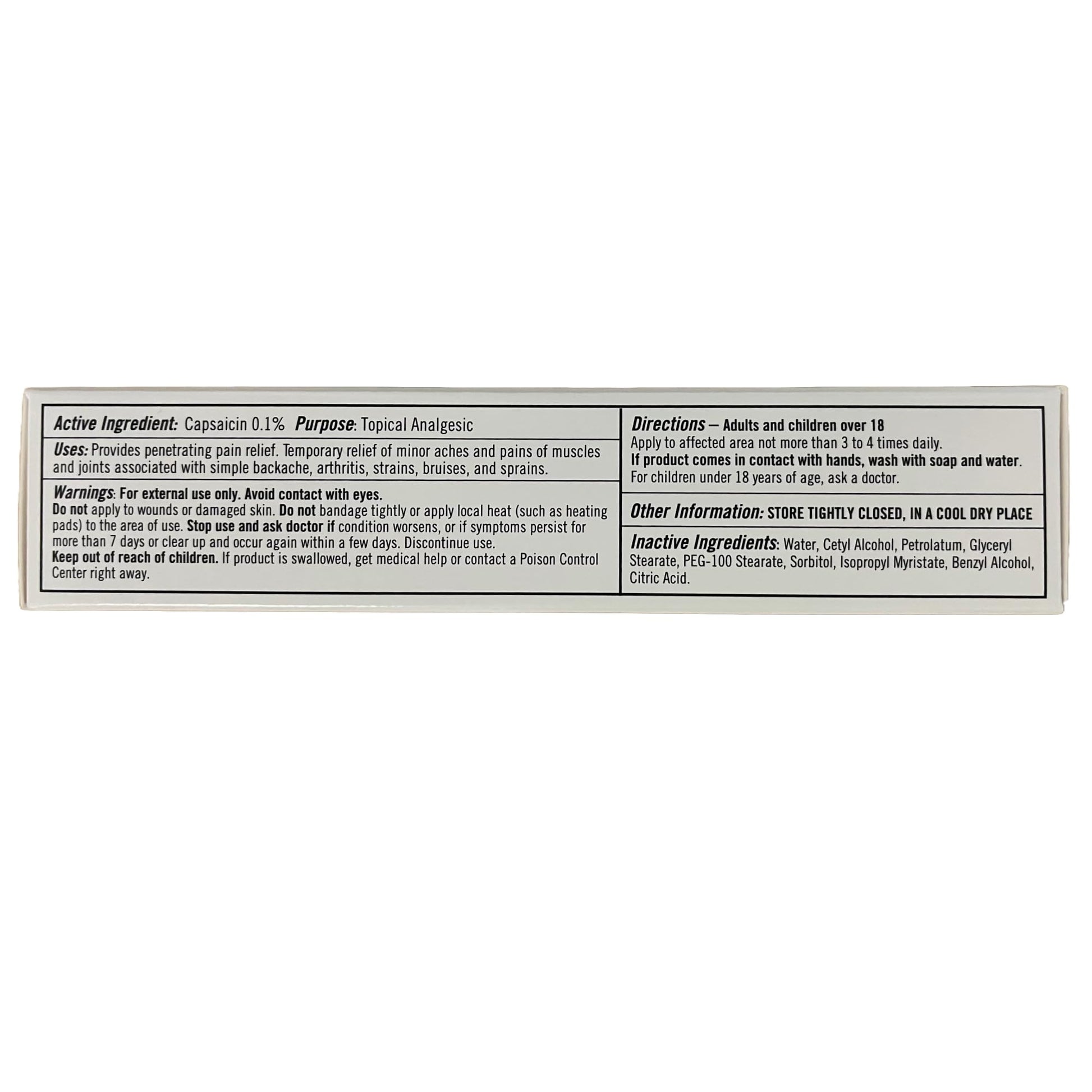 Capzix Cream for Pain Relief 2 OZ Capsaicin .1% High Potency/ Maximum Strength - dailyvitalstore