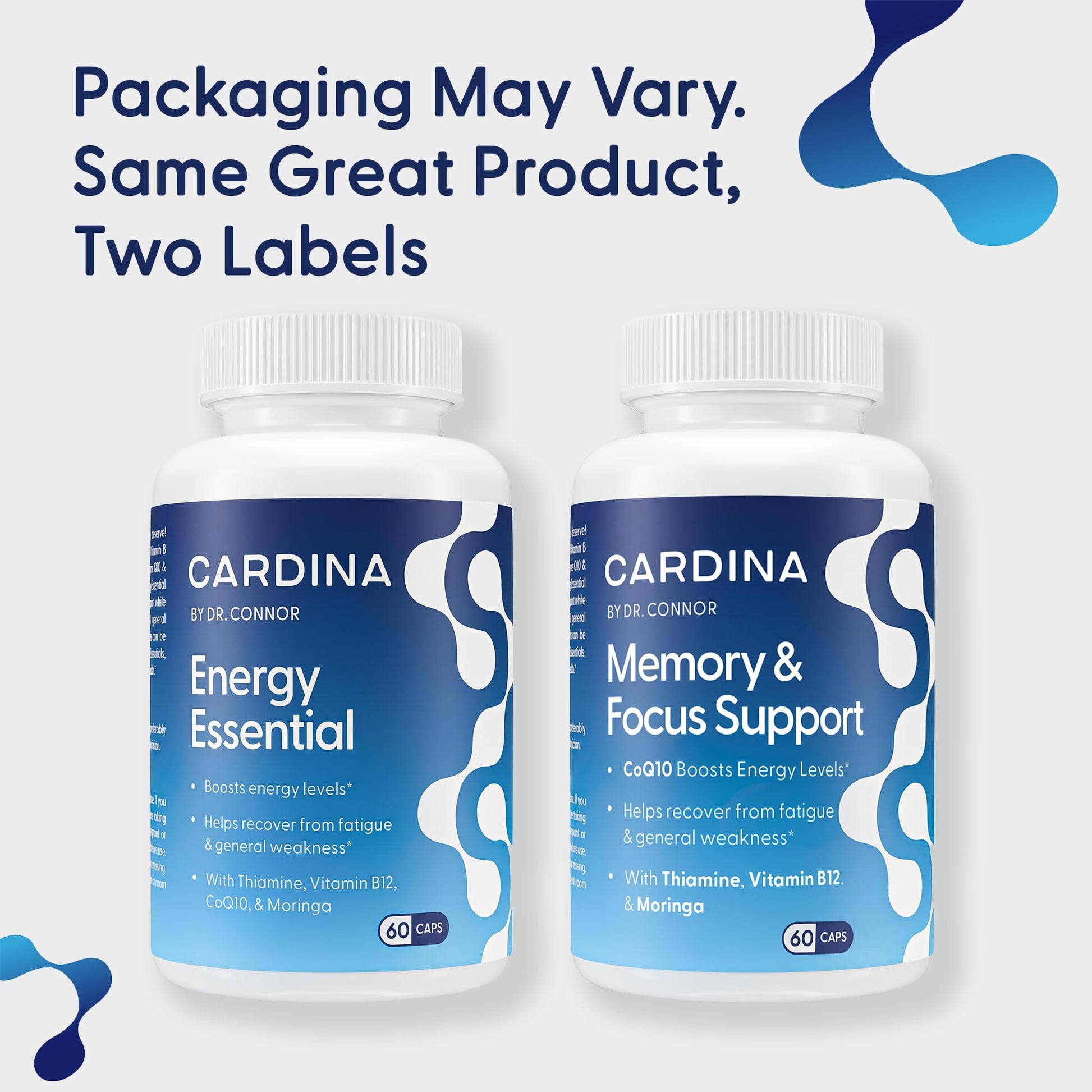 CARDINA B12 Vitamins for Women and Men - Brain Supplements for Memory and Focus with Thiamine B1 Supplement and COQ10 - Brain Memory Support - Non-GMO and Vegan B12 Supplement, 60 Ct - dailyvitalstore