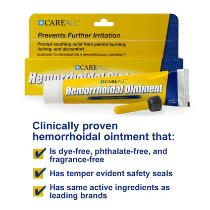 CareAll Hemorrhoidal Ointment 2.0 oz with Applicator (3 Pack). Helps Relieve Burning, Itching, and Discomfort Associated with Inflamed Hemorrhoidal Tissues. Dye, Phthalate, and Fragrance Free - dailyvitalstore