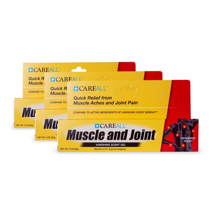 CareAll Muscle & Joint Vanishing Scent Gel, 3.0 oz. (3 Pack), Non-Greasy, Pain Relief Gel for Muscle, Back and Minor Arthritis, Topical Analgesic, 2.5% Menthol - dailyvitalstore