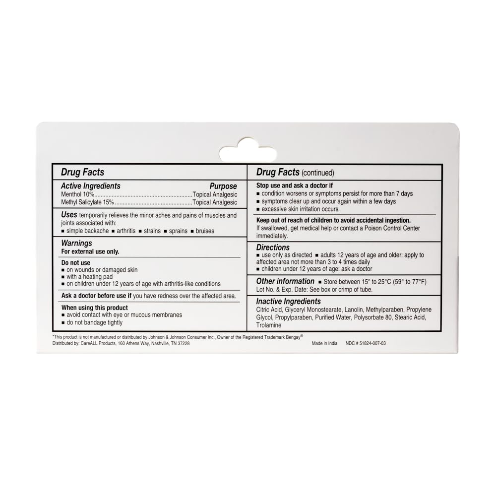 CareAll Muscle Rub Non-Greasy Cream 3.0 oz. Ultra Strength. Relief from Minor Aches and Pains in Muscles and Joints. 10% Menthol & 15% Methyl Salicylate - dailyvitalstore