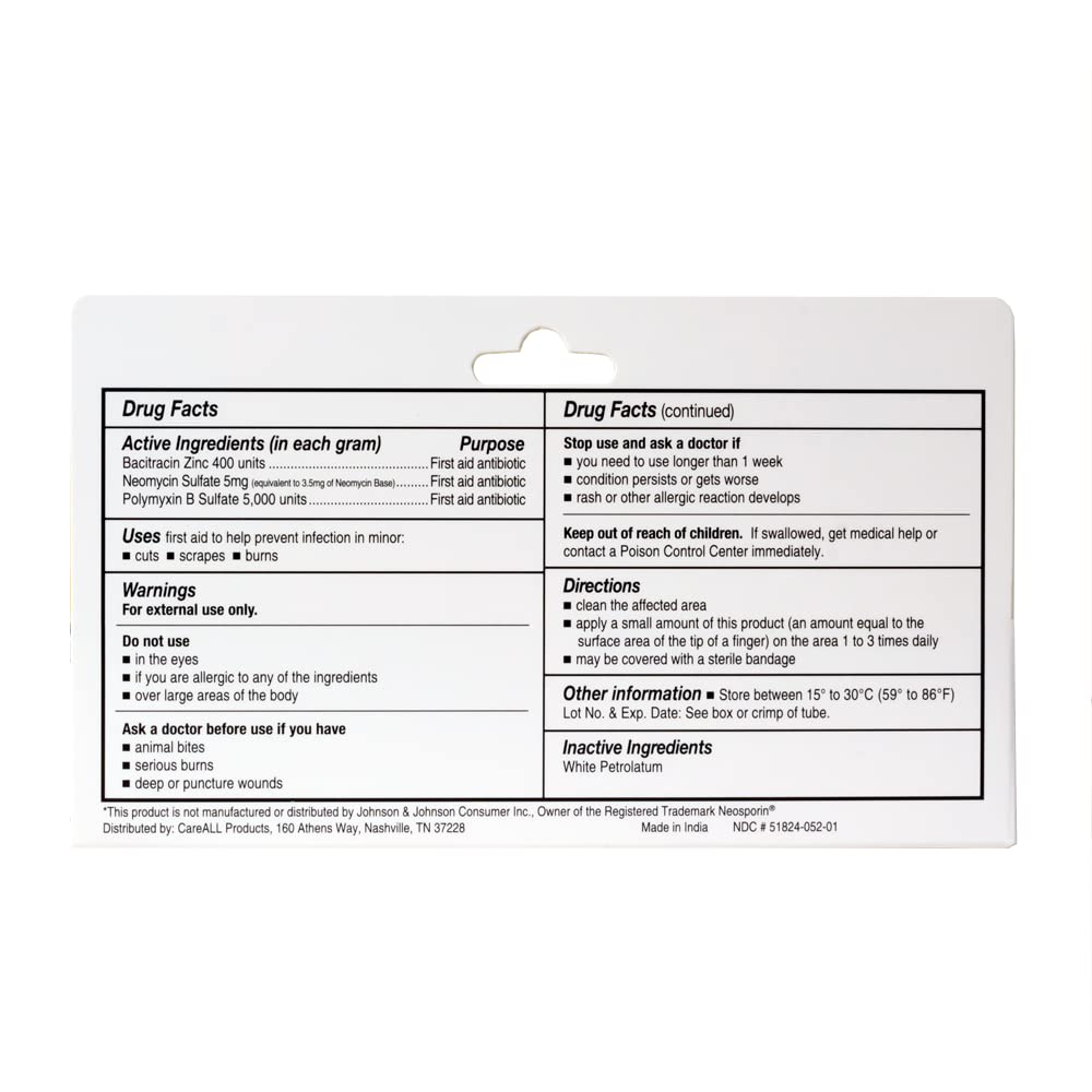 CareAll Triple Antibiotic Ointment 1.0 oz (4 Pack), First Aid Ointment for Minor Scrapes, Cuts, and Burns to Help Prevent Infection, Compare to The Active Ingredients of The Leading Brand - dailyvitalstore