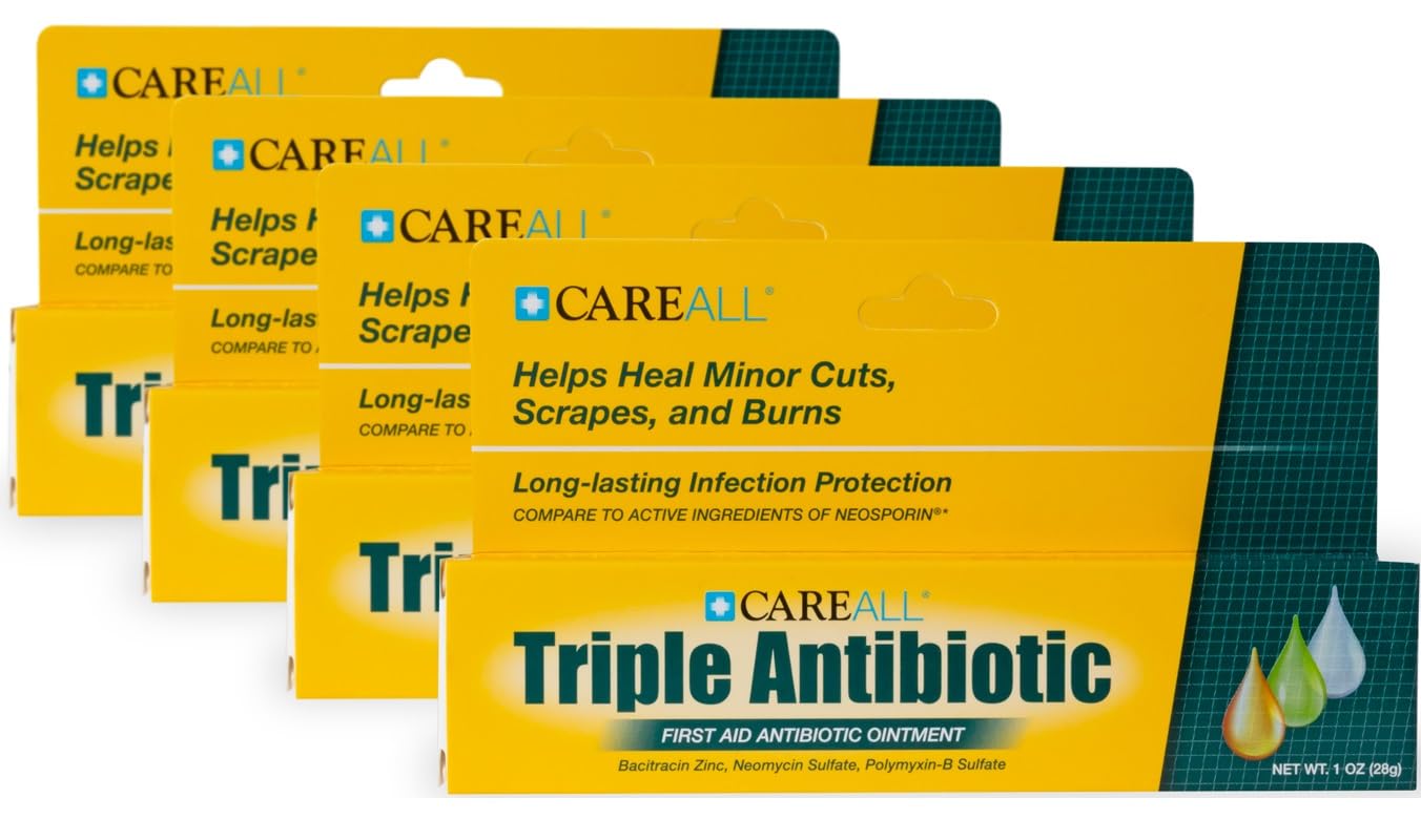 CareAll Triple Antibiotic Ointment 1.0 oz (4 Pack), First Aid Ointment for Minor Scrapes, Cuts, and Burns to Help Prevent Infection, Compare to The Active Ingredients of The Leading Brand - dailyvitalstore