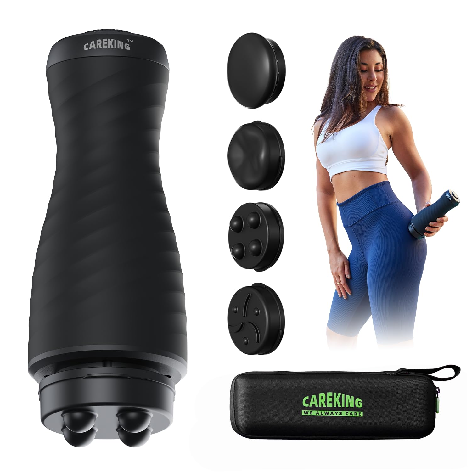 CAREKING Massage Gun Deep Tissue for Women, Vibration Therapy for Muscle Recovery Pain Relief Cellulite Massager for Leg Thigh Abdomen Neck Shoulder Lymphatic Drainage Massager Body Sculpting Machine - dailyvitalstore