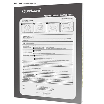 CARELAND 4% Extra Large Lidocaine Patches Maximum Strength Pain Relief Patch XL for Back & Shoulder,Back Pain Relief Products Patches & Flexible Fabric Numbs Away Pain, 6 Ct. - dailyvitalstore
