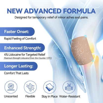 CARELAND 4% Lidocaine Patches Maximum Strength, 21 Count (10cm x 14cm) - OTC Pain Relief Patches with Stronger Adhesion for Back, Shoulder, Knee, Large Size - dailyvitalstore