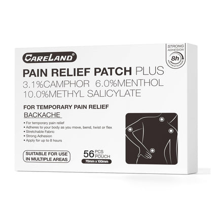 CARELAND Compound Pain Relief Patches, 56 Count (7cm x 10cm) - OTC with Stronger Adhesion for Back, Shoulder, Knee, Large Size - dailyvitalstore