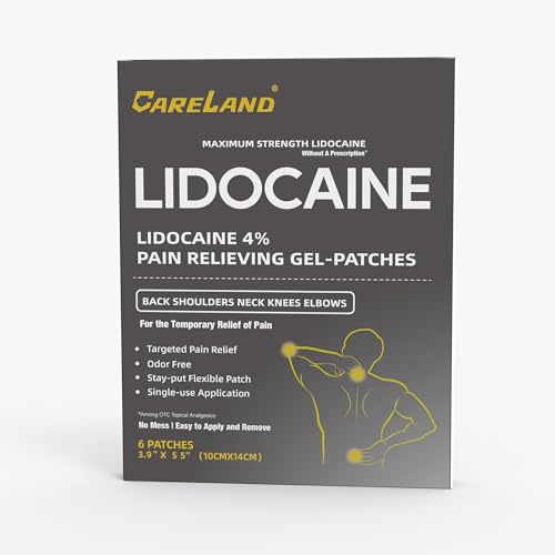 CARELAND Lidocaine Gel Patch, 18 Count Maximum Strength Pain Patches for Muscle Relief in Neck Knee Back and Shoulders Unscented Numbing Patch for Soothing Nerves, Joints - dailyvitalstore