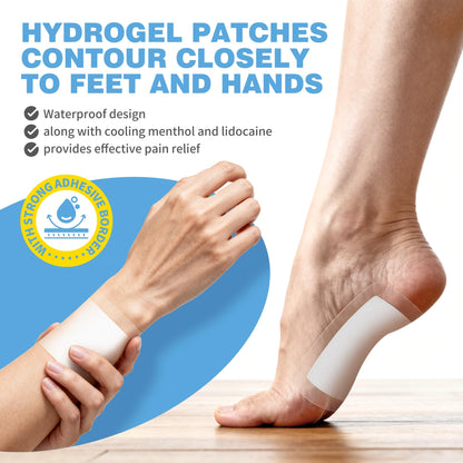 CARELAND Plantar Fasciitis Lidocaine Pain Patches with Hydrogel Technology- Waterproof with Sticky Border, 12 Hour Pain Relief - Contours to Your Foot - 16 Ct - dailyvitalstore