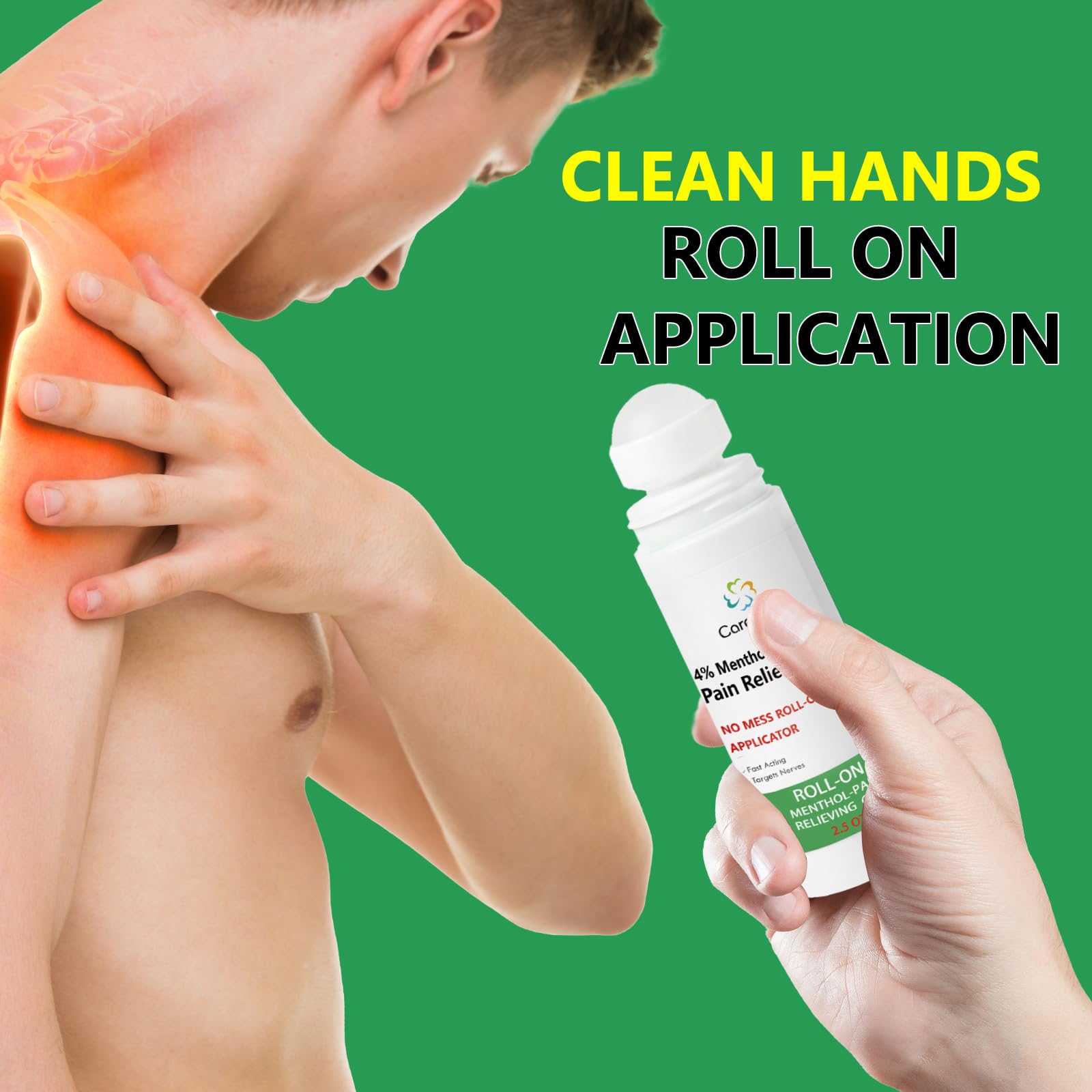 CARELIVING Roll On Pain Relief for Knee, Neck, Joint, Shoulder, Arthritis Pain Reliever, Sore Muscle Relief, Roll On Menthol Gel 2.5 Fl Oz (Pack of 2) - dailyvitalstore