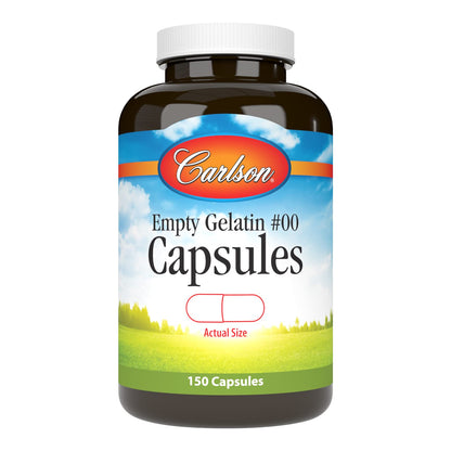 Carlson - Empty Gelatin 00 Capsules, Easy to Separate & Fill, 150 capsules - dailyvitalstore