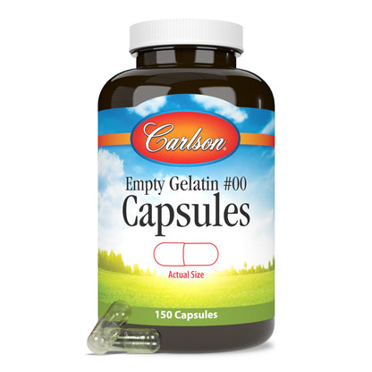 Carlson - Empty Gelatin 00 Capsules, Easy to Separate & Fill, 150 capsules - dailyvitalstore