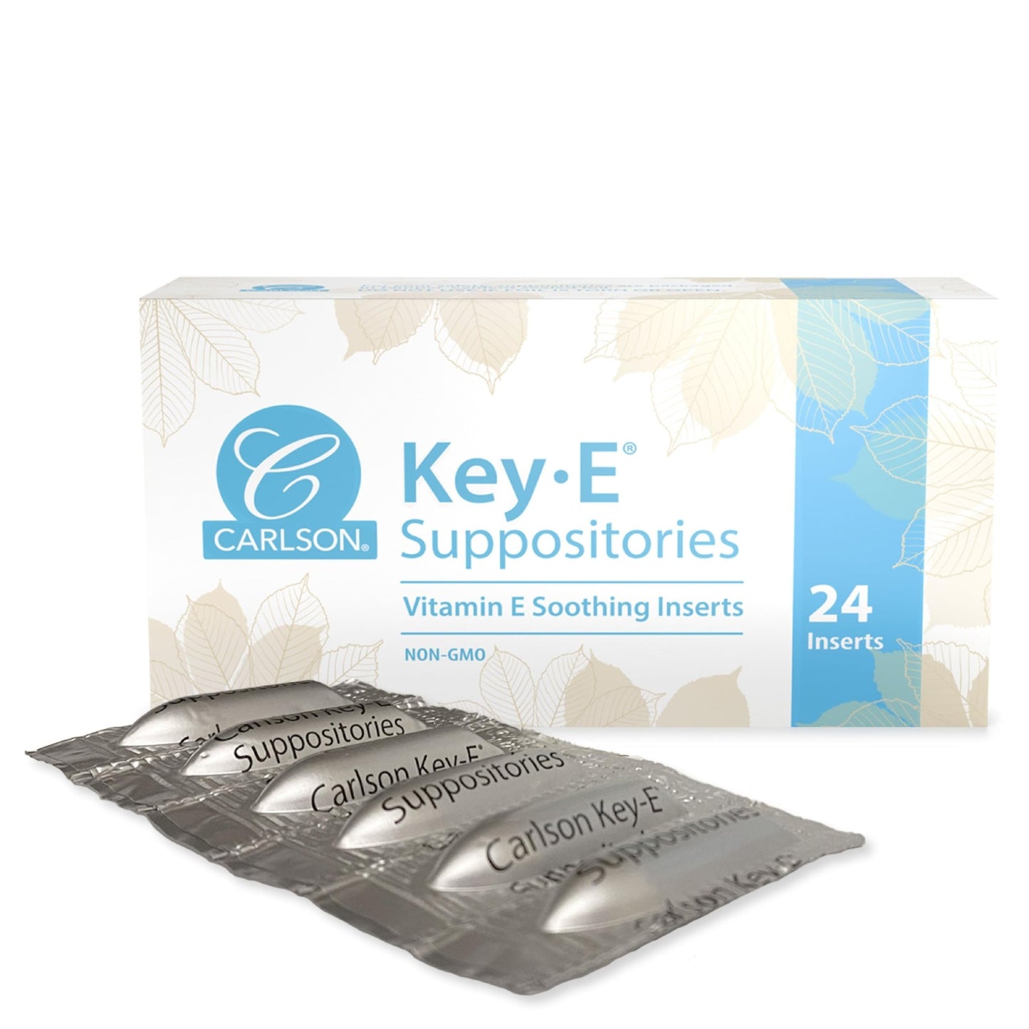 Carlson - Key-E Suppositories, 30 IU Vitamin E Suppository, Lubricates Dry Areas, Treatment for Women and Men, Vaginal & Rectal, 24 Count - dailyvitalstore