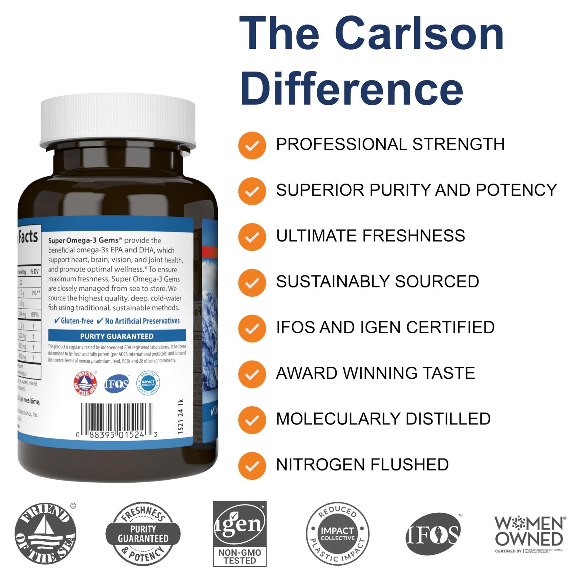 Carlson - Super Omega-3 Gems, 1200 mg Omega-3 Fatty Acids with EPA and DHA, Wild-Caught Norwegian Supplement, Sustainably Sourced Fish Oil Capsules, - dailyvitalstore
