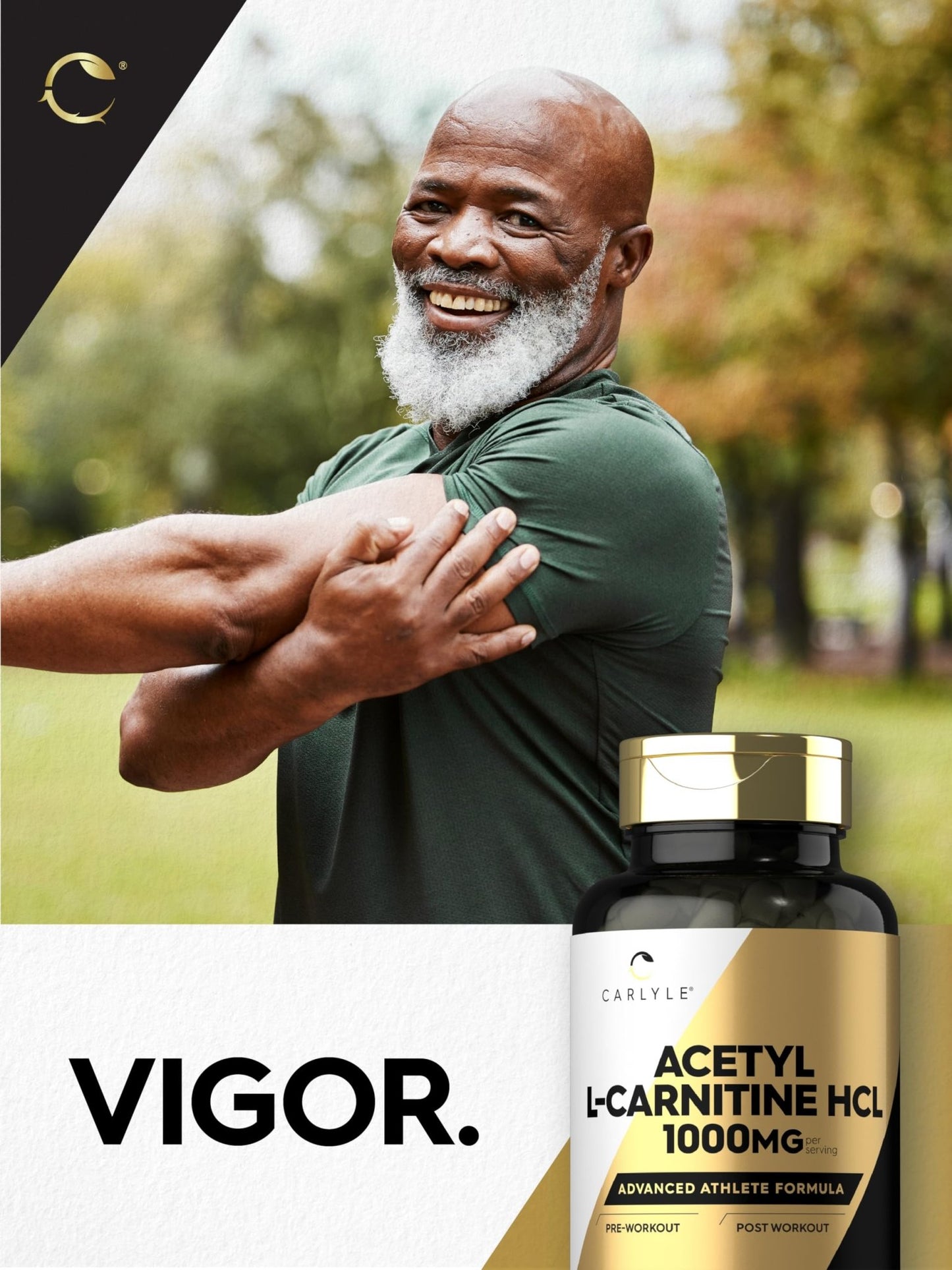 Carlyle Acetyl L-Carnitine HCL | 1000mg | 100 Capsules | Advanced Athlete Formula | Pre-Workout Supplement | Non-GMO & Gluten Free - dailyvitalstore