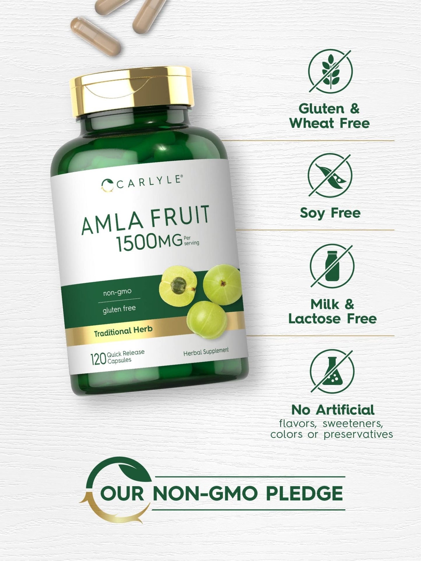 Carlyle Amla Capsules 1500mg | 120 Count | Amalaki Fruit | Herbal Extract Supplement | Non-GMO and Gluten Free - dailyvitalstore
