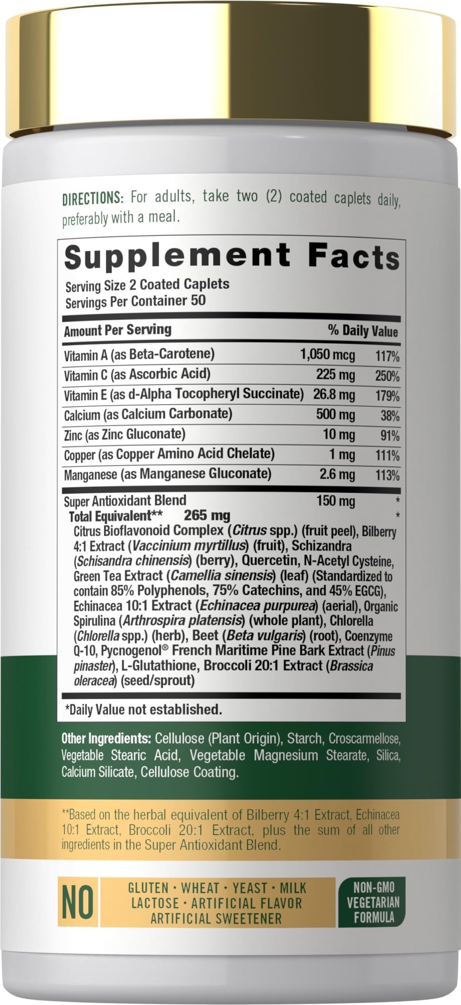 Carlyle Antioxidants Supplement | 100 Caplets | Nutritional Complex | Vitamin A, C, E | Non-GMO, Gluten Free Formula - dailyvitalstore