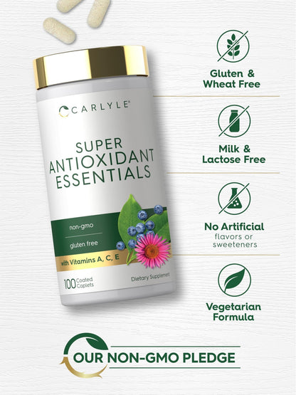 Carlyle Antioxidants Supplement | 100 Caplets | Nutritional Complex | Vitamin A, C, E | Non-GMO, Gluten Free Formula - dailyvitalstore