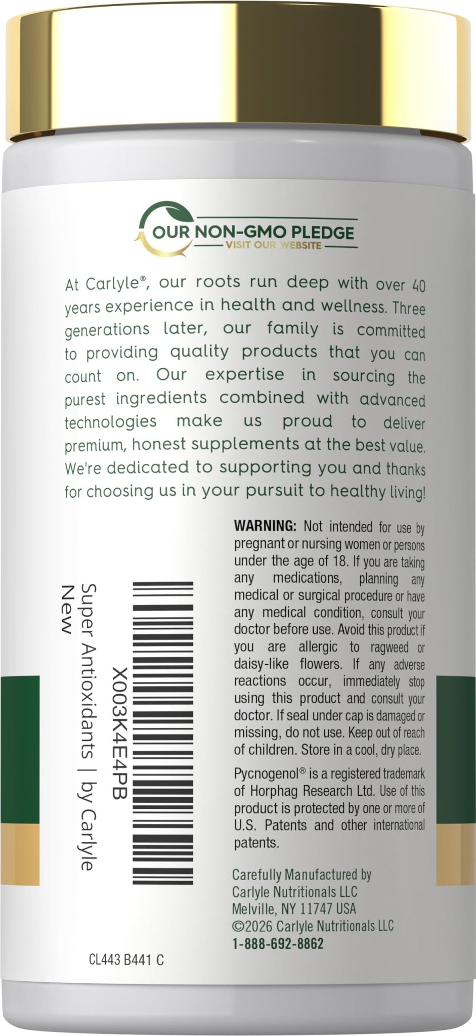 Carlyle Antioxidants Supplement | 100 Caplets | Nutritional Complex | Vitamin A, C, E | Non-GMO, Gluten Free Formula - dailyvitalstore