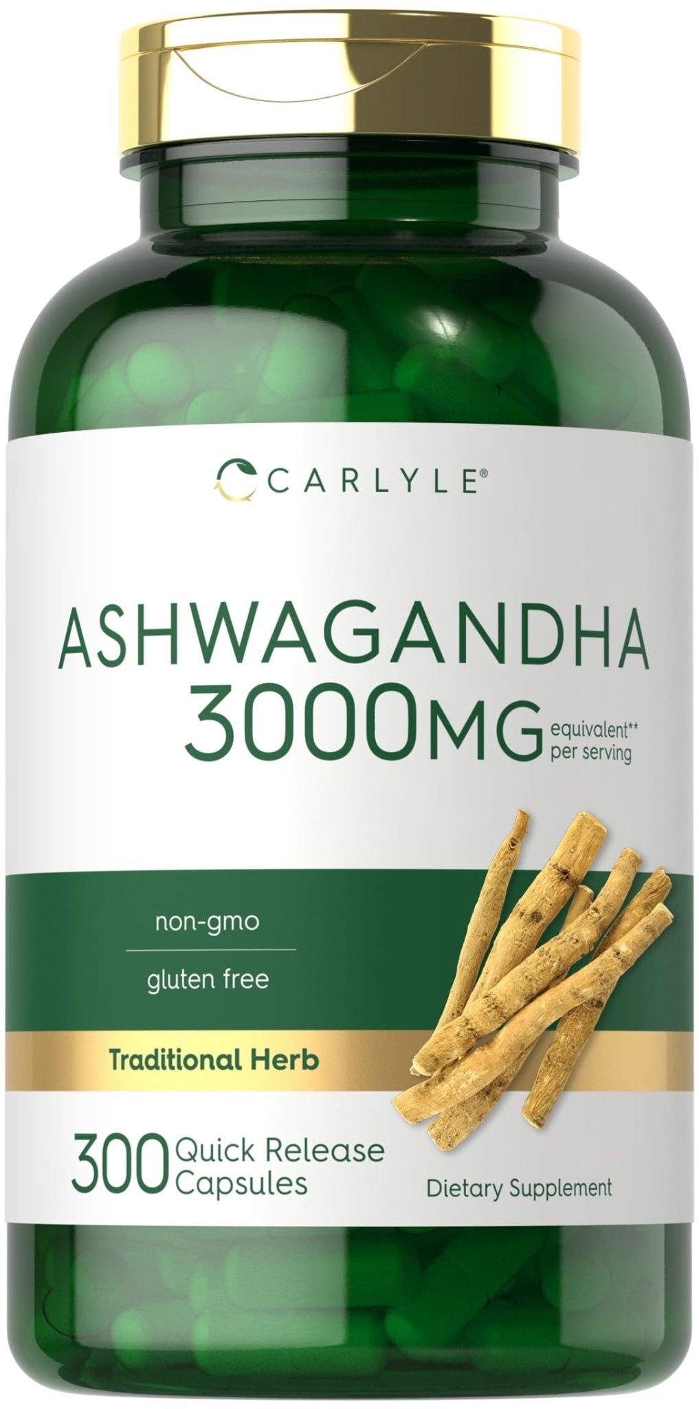 Carlyle Ashwagandha Supplement for Women and Men | 300 Capsules | Herb Root Extract with Black Pepper | Non-GMO and Gluten Free - dailyvitalstore