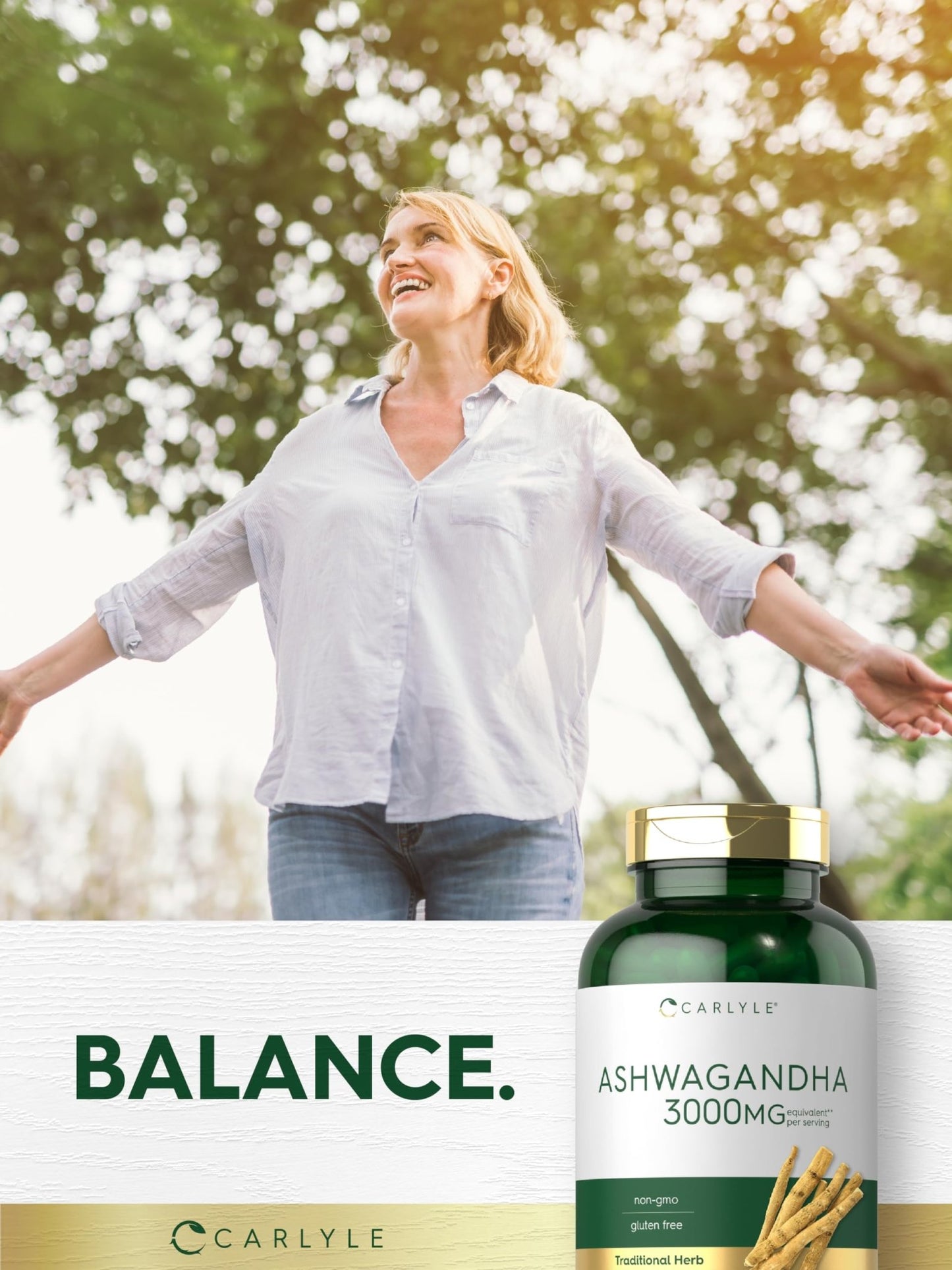 Carlyle Ashwagandha Supplement for Women and Men | 300 Capsules | Herb Root Extract with Black Pepper | Non-GMO and Gluten Free - dailyvitalstore