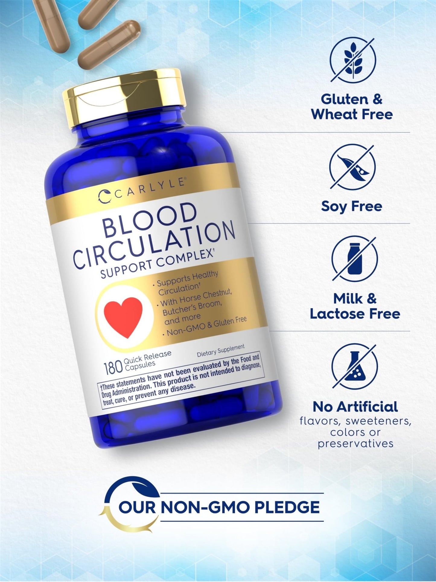Carlyle Blood Circulation Supplement | 180 Capsules | Supports Healthy Circulation | Non-GMO, Gluten Free - dailyvitalstore